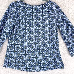 Lands' End Blue and White Patterned Top
